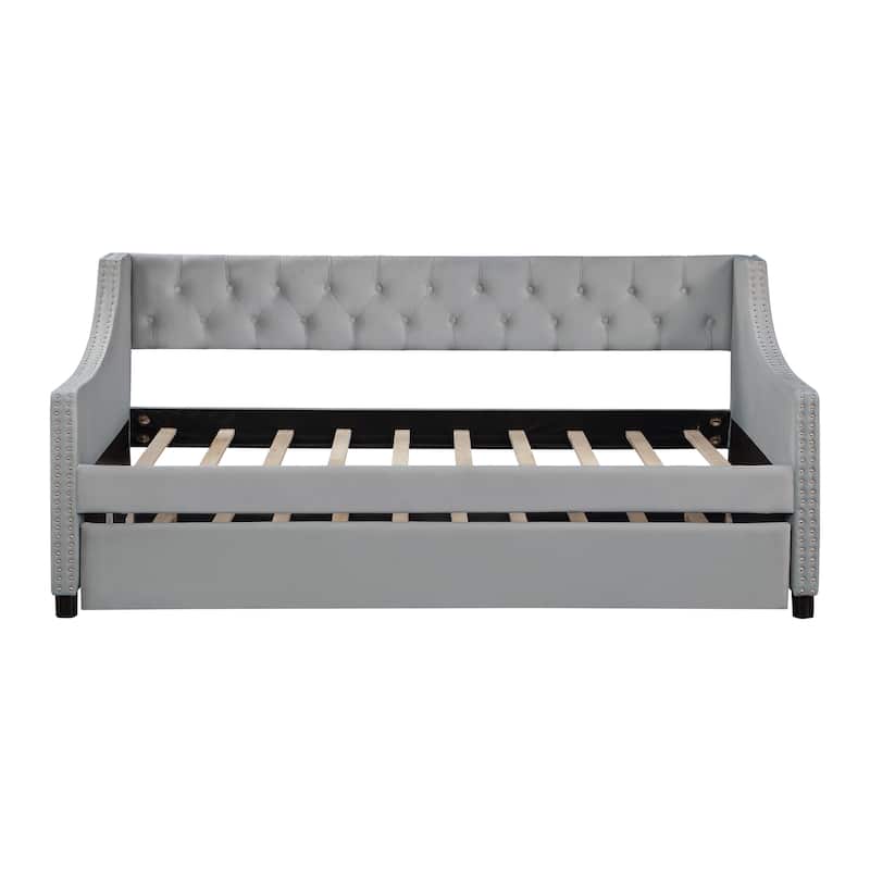 Daybed with Trundle Upholstered Tufted Sofa Bed