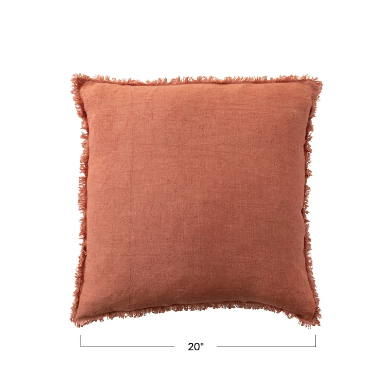 Stonewashed Linen Pillow with Fringe
