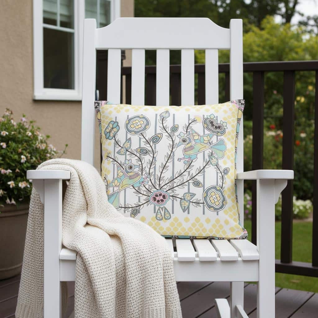 HomeRoots 26" x 26" Gray and White Peacock Blown Seam Floral Indoor Outdoor Throw Pillow - 26.00' X '5.00' X '26.00