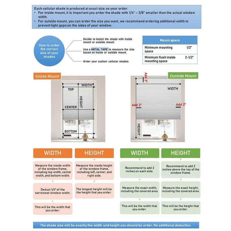 BlindsAvenue Custom 3/4" Pleat, Cordless Cellular Shades, Color Cloud, Blackout Fabric