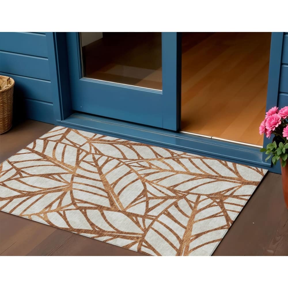 HomeRoots Floral Transitional Rectangle Outdoor Rug