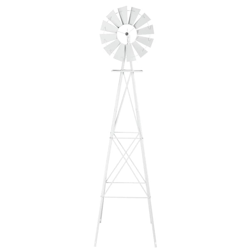 8 Foot Decorative Steel Windmill for Garden Lawn Patio Outdoor Decor Functional Wind Direction Indicator Weather Resistant