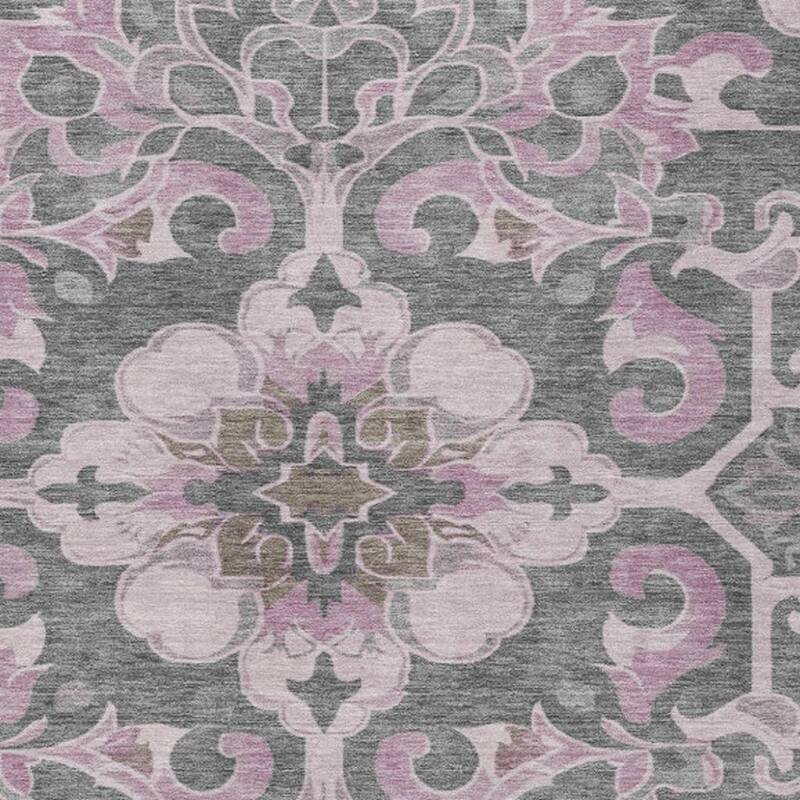 HomeRoots Damask Traditional Rectangle Outdoor Rug