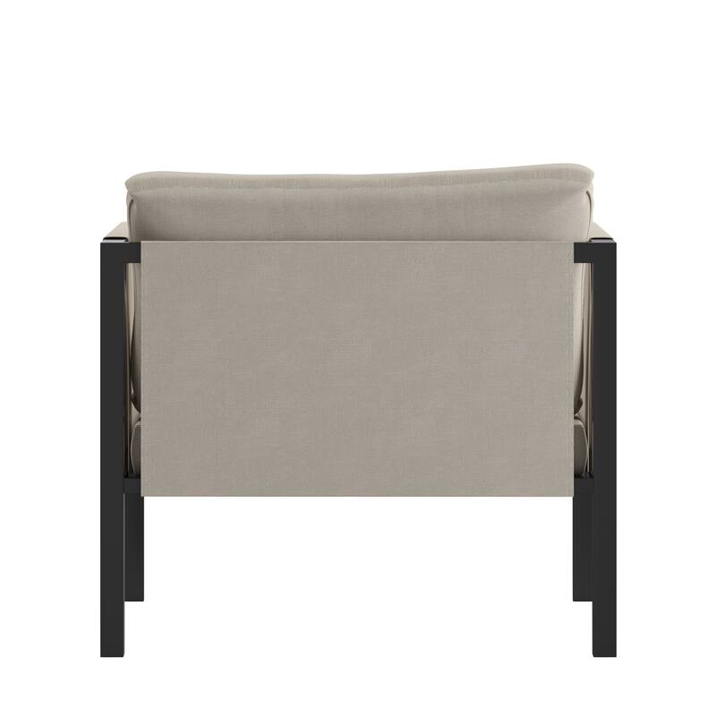 Steel Frame Patio Chair with Included Cushions & Storage Pockets