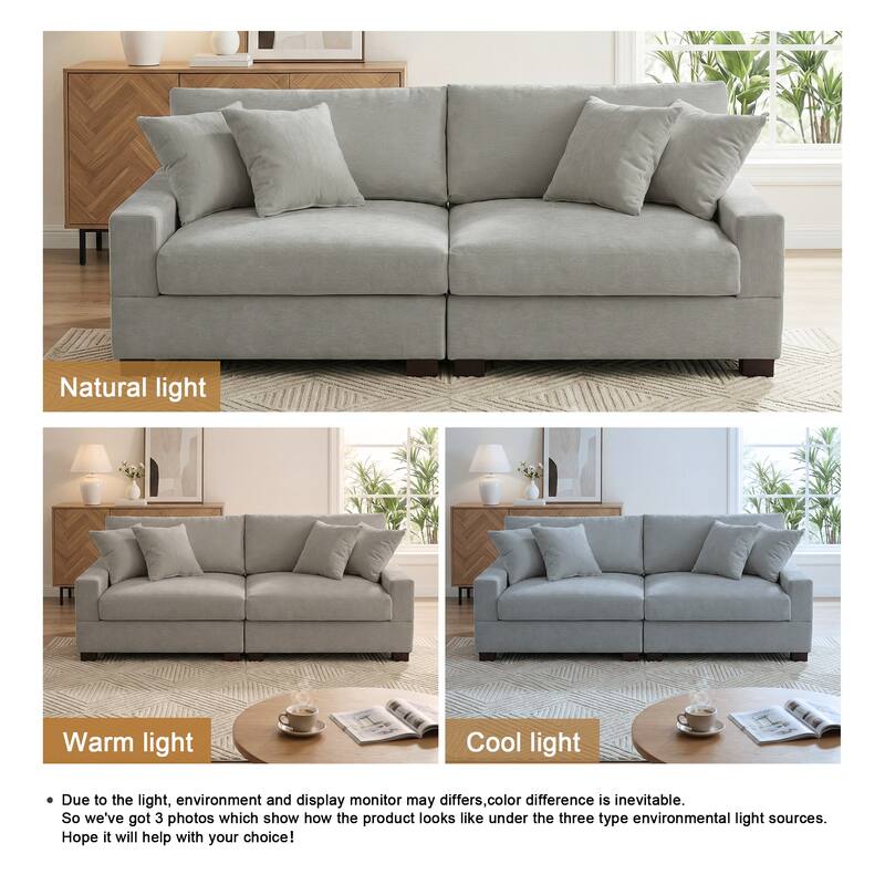 Modern Upholstered Chenille Modular Sectional Sofa with Pillow