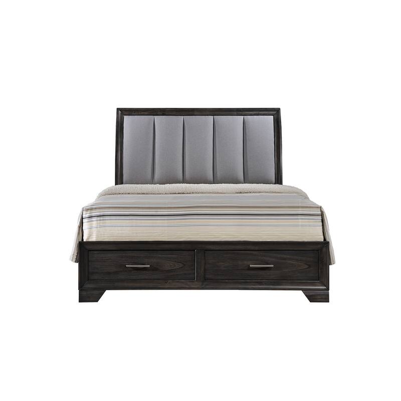 Ayla Gray Fabric Storage Platform Bed - Queen