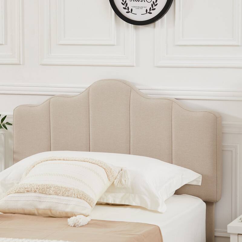 VECELO Modern Bed Frame with Adjustable Headboard, Twin Size Upholstered Bed Kids Bed set of 2