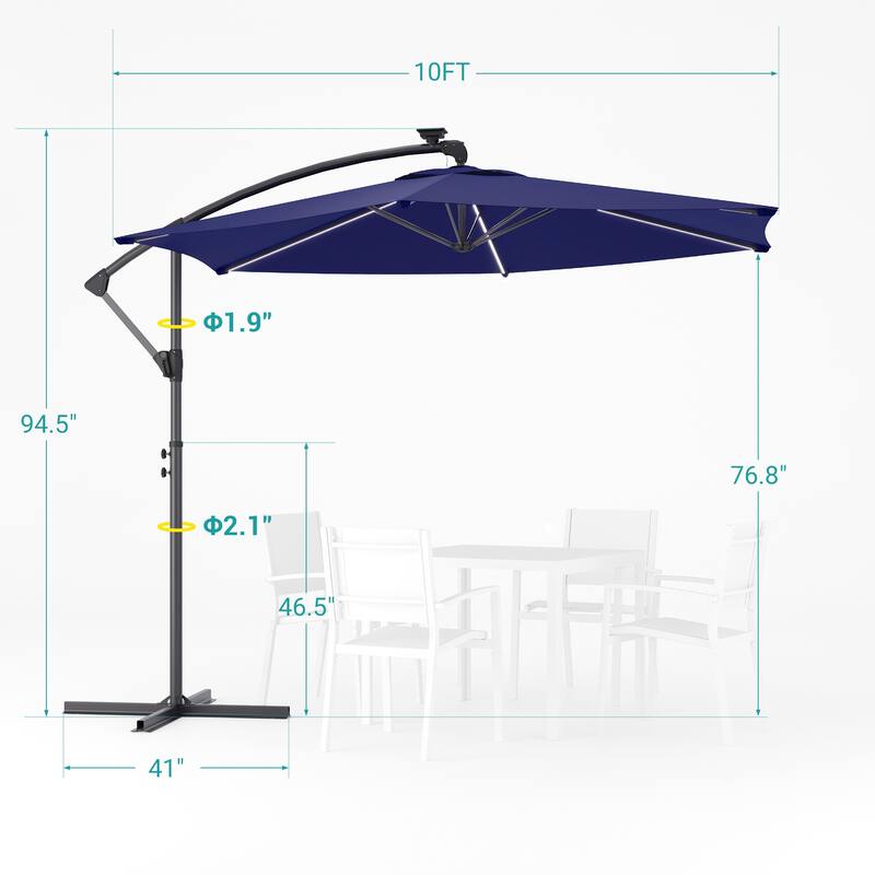 Sonkuki Outdoor 10FT LED lighted Patio Offset umbrella for Garden
