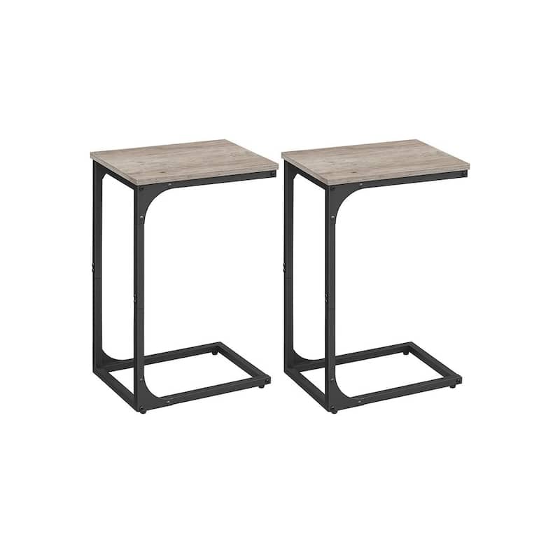 Steel Particleboard C Shaped Side Tables Set of 2 Slim Design for Small Spaces - 15.7" x 11.8" x 24.4"