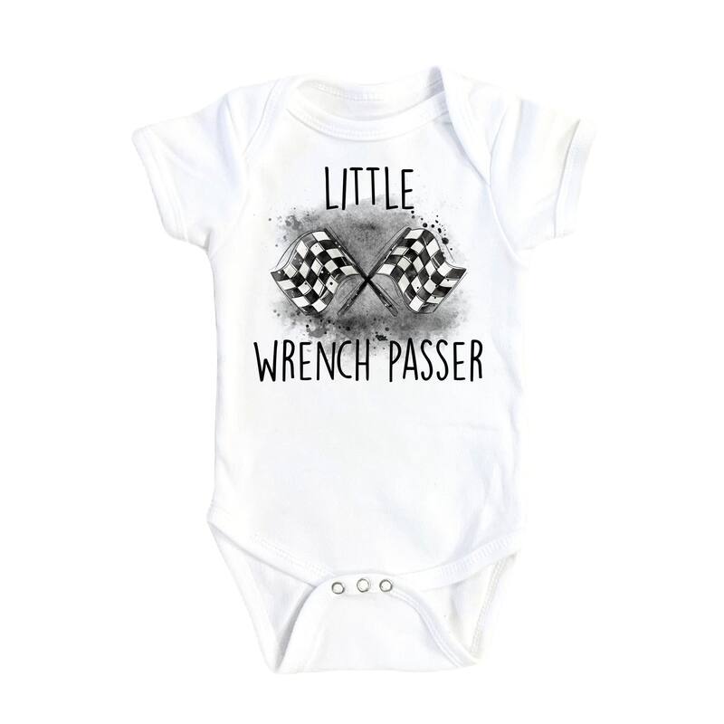 Racing Wrench - Baby Boy Girl Clothes Infant Bodysuit Funny Cute Newborn - White - Newborn