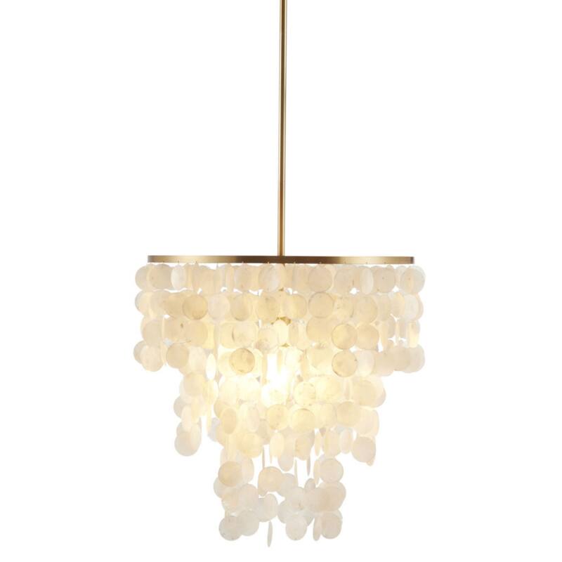 1-Light Layered Capiz Chandelier for Living Room