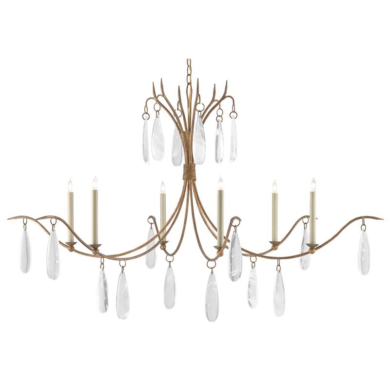 Currey & Company Marshallia Chandelier - 36"h x 59"dia - 36"h x 59"dia - Rustic Gold/Faux Rock Crystal