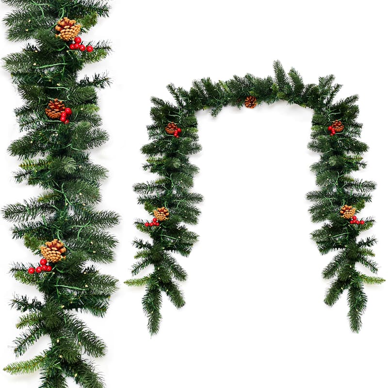 Gymax 9FT Pre-lit Christmas Decoration Garland Indoor Outdoor w/ LED - See Details