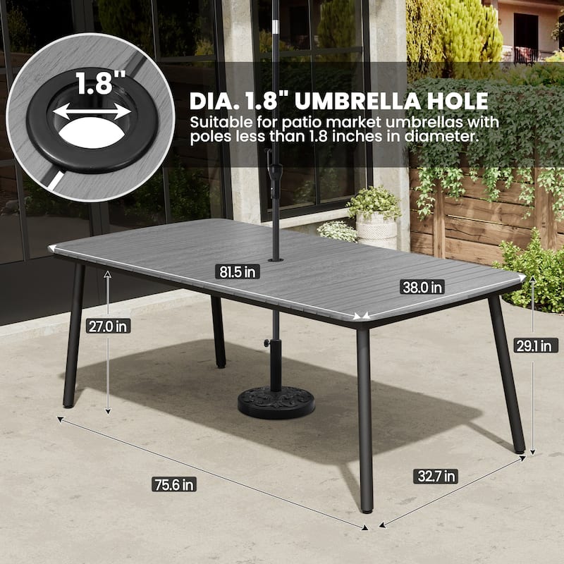 7/9-Piece Outdoor Dining Set Patio Aluminum Dining Table with Umbrella Hole and Rattan Chairs
