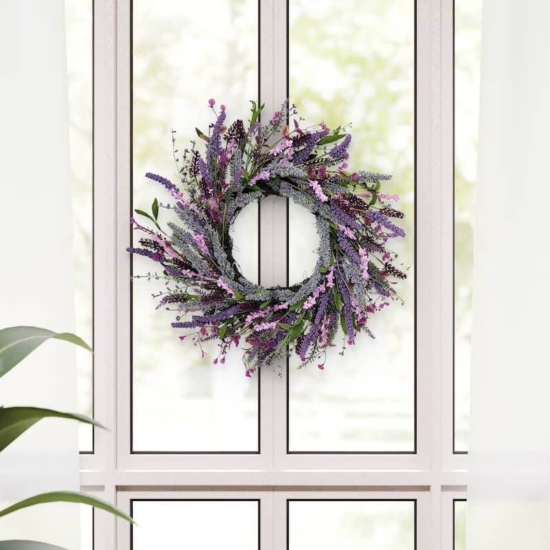 Lavender Floral Artificial Spring Wreath - 24" - Purple