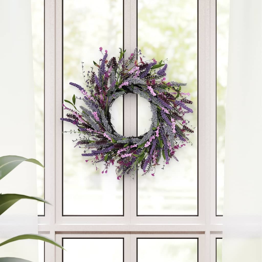 Lavender Floral Artificial Spring Wreath - 24" - Purple