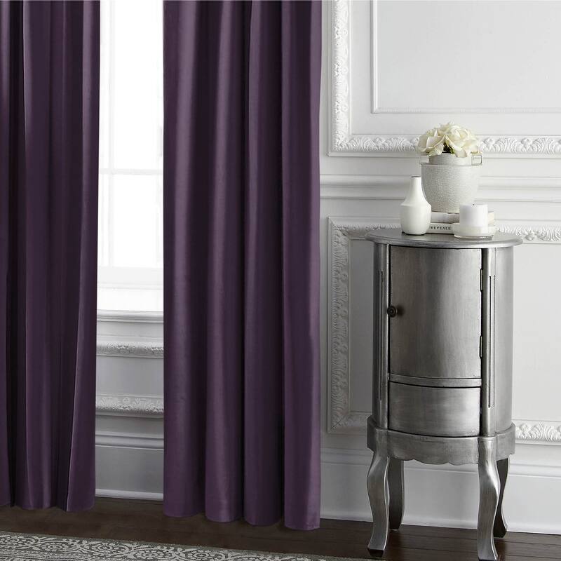 Cascade Velvet Eggplant Pinch Pleat Drapery Panels Includes 2 Panels - N/A