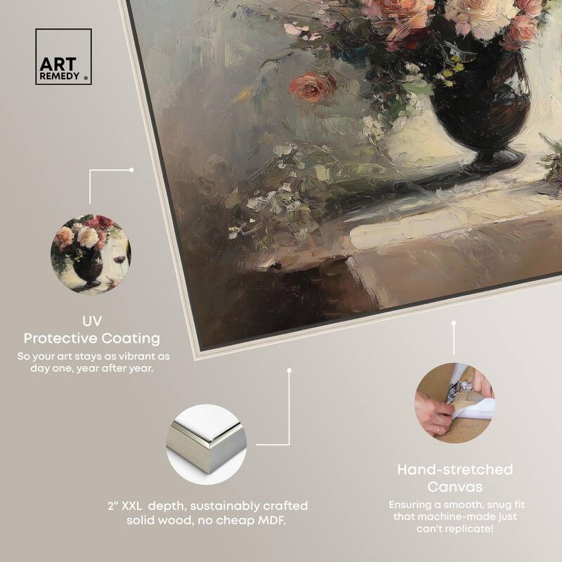 Roses and Red Wine Canvas by Art Remedy