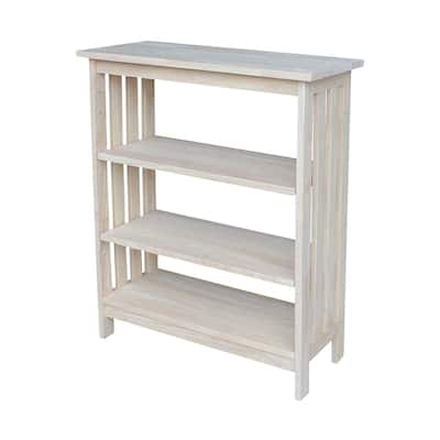 Unfinished Hardwood 3-shelf Mission Style Unit