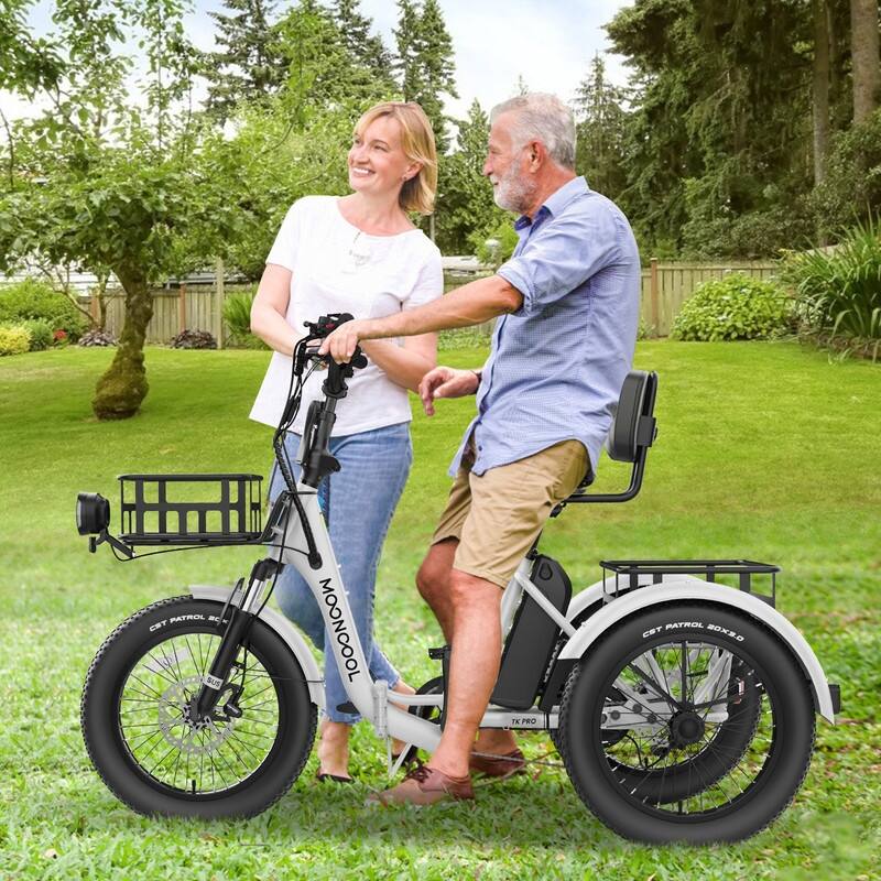 Folding Electric Tricycle for Adults, w/ Basket and Removable Battery