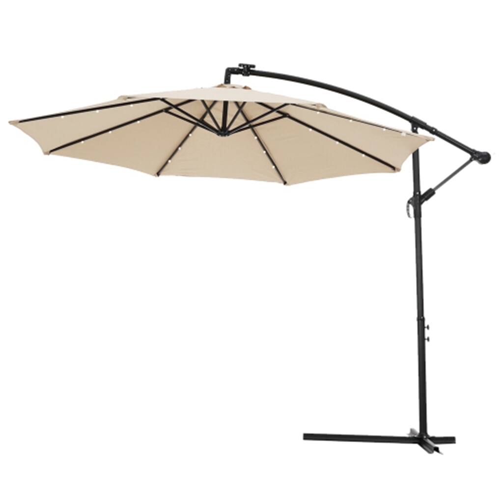 10 FT Solar LED Patio Outdoor Umbrella Hanging Cantilever Umbrella