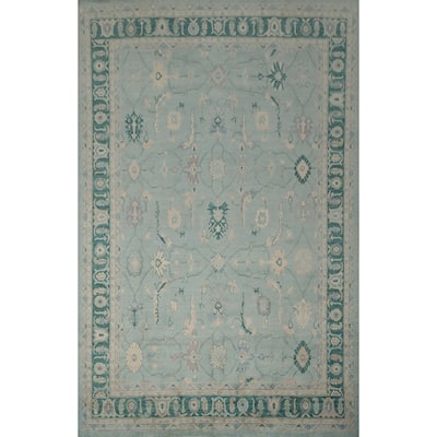 Hand Knotted Oriental 100% Wool Carpet Traditional All-Over Navy Blue & Blues Ziegler Area Rug - 13' 9'' X 9' 8''