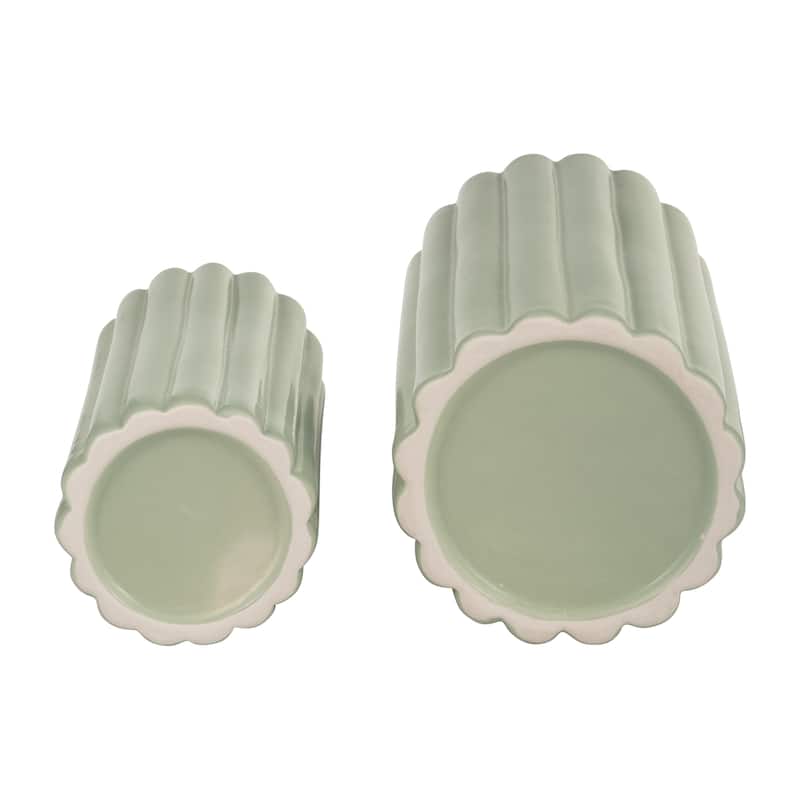 Sagebrook Home Chic Sculpted Ribbed Vase Set of 2
