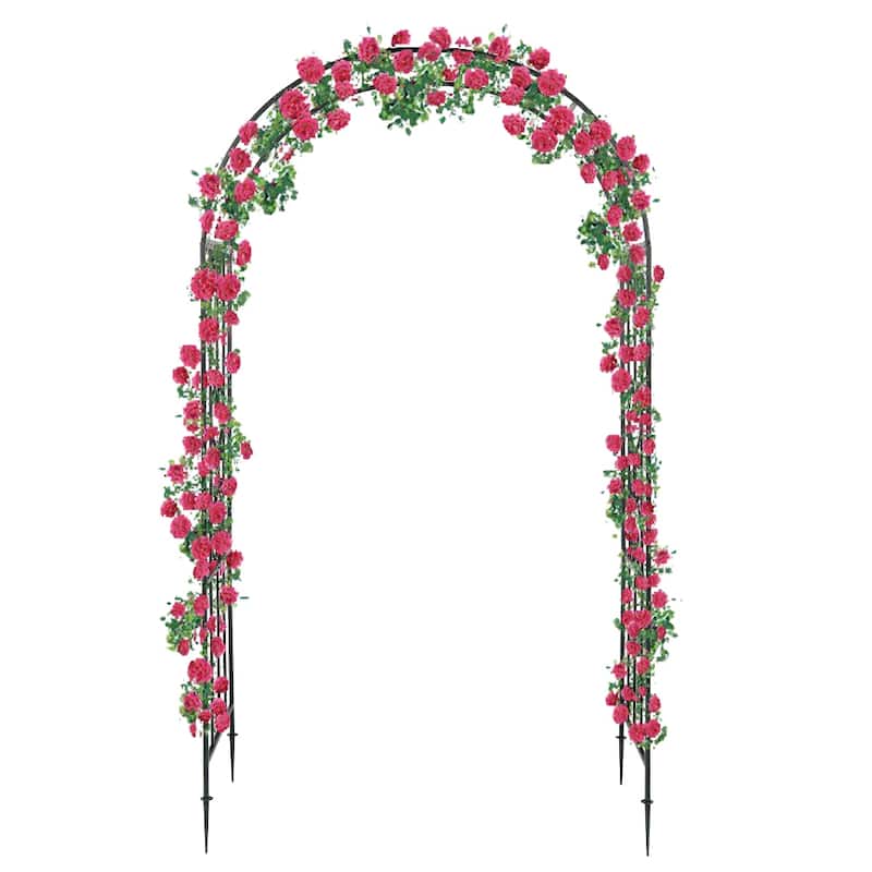 Dark Green Wrought Iron Garden Arch for Climbing Plants Vines or Roses - 46.65” x 22.05” x 87.2" (L x W x H)