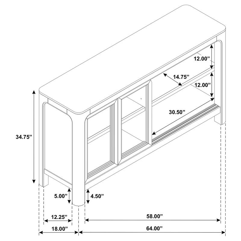 Solano Sliding Door Dining Sideboard Server Weathered Mango - 64" x 18" x 34.75"