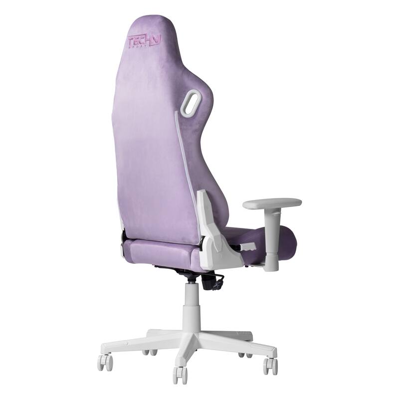 Ergonomic Velvet Gaming Chair with Memory Foam, Adjustable Height & Reclining Backrest - Purple