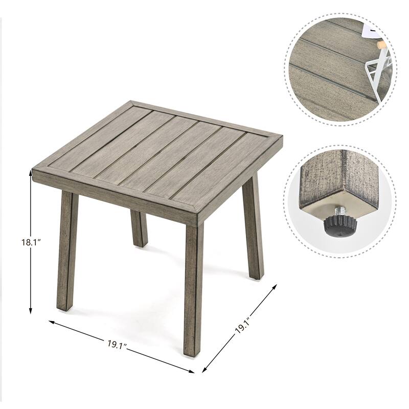 3-Piece Aluminum Patio Conversation Set with Swivel Chairs, End Table and Cushions