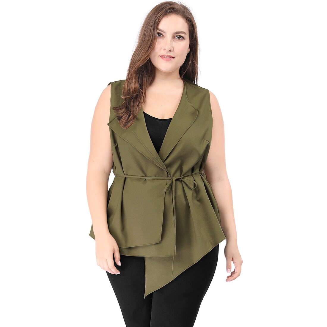 belted asymmetric hem maxi dress and cardigan