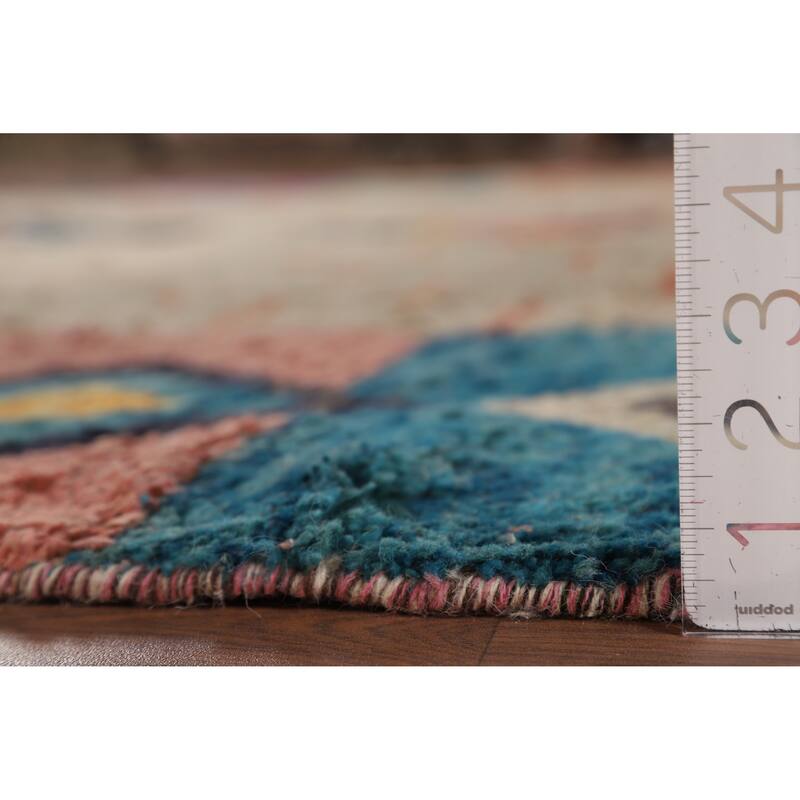 Geometric Plush Moroccan Area Rug Hand-Knotted Wool Carpet - 8'2" x 10'7"