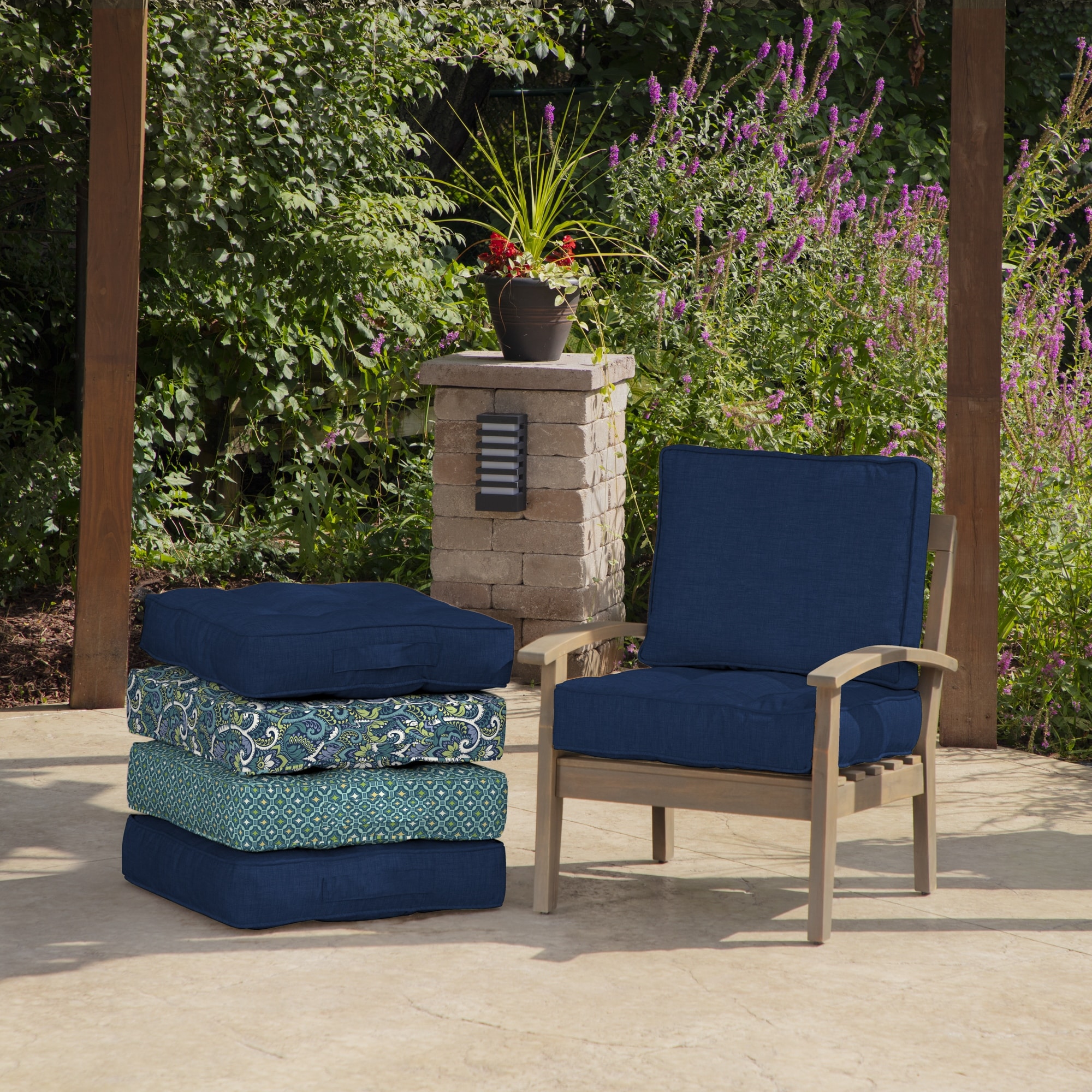 Overstock arden selections sapphire leala texture outdoor deep seat set top