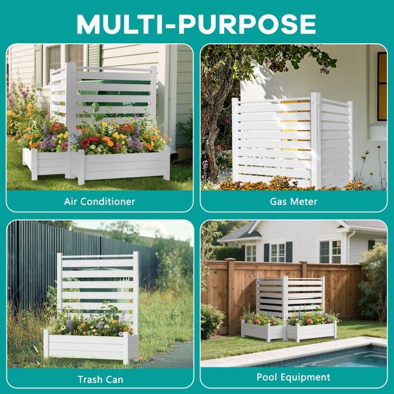Air Conditioner Fence, Freestanding Vinyl Privacy Screen, No-Dig Kit - 36 inch W x 45 inch H, 2 Panel