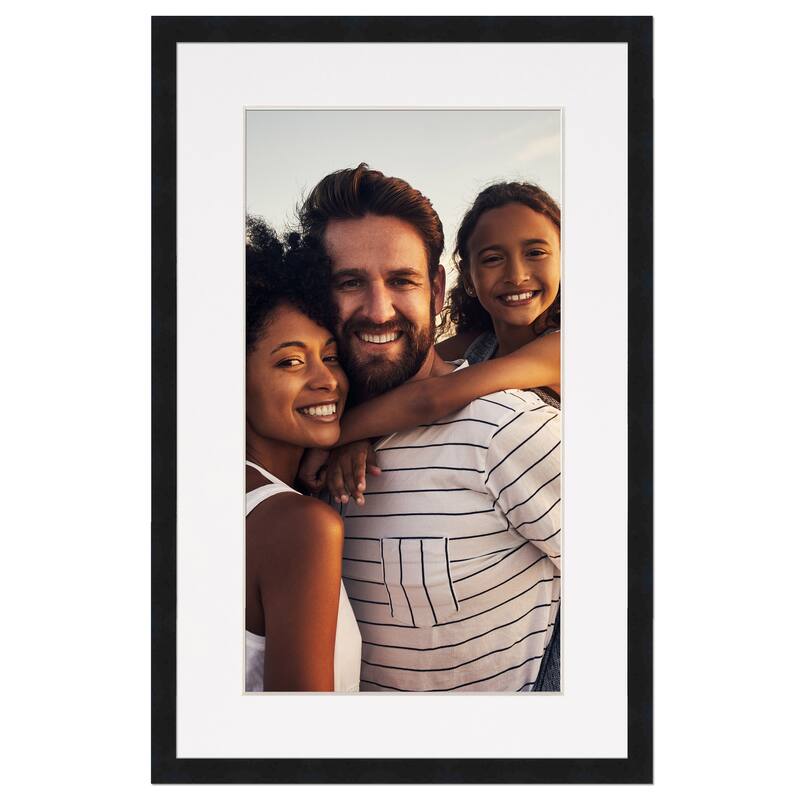 13x18 Frame with Mat - Black 15x20 Frame Wood Made to Display Print or Poster Measuring 13 x 18 Inches with White Photo Mat