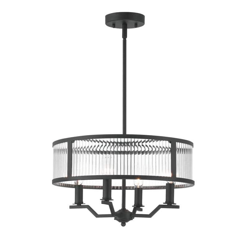 Acroma - 4 Light Steel & Glass Dimmable Drum Chandelier - N/A