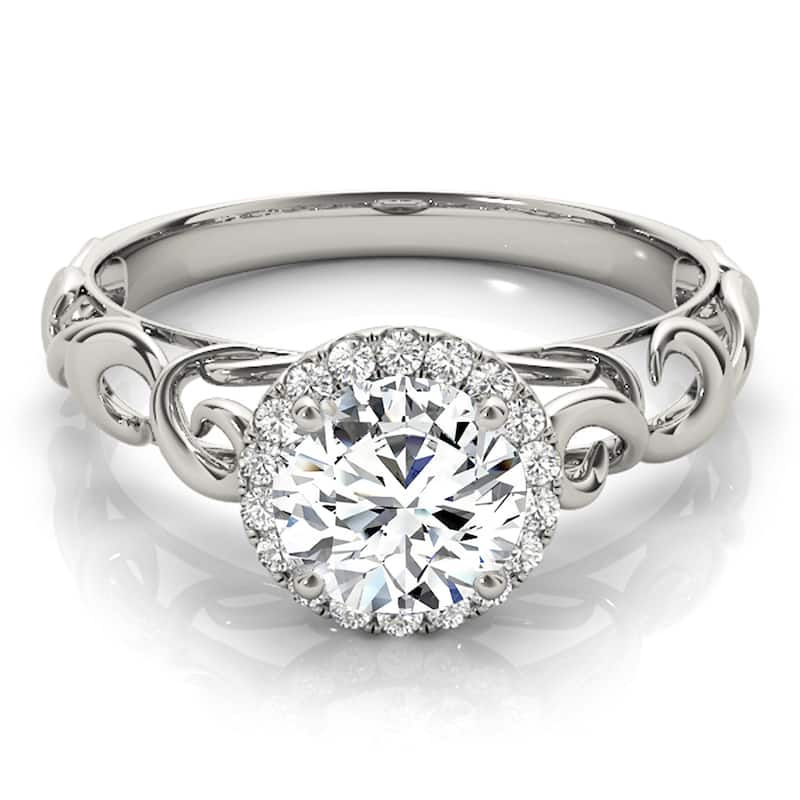 Auriya 14k White Gold Lab Grown Round Diamond Halo Engagement Ring 0.50 to 5.00 ct. tw. (F-G VS)