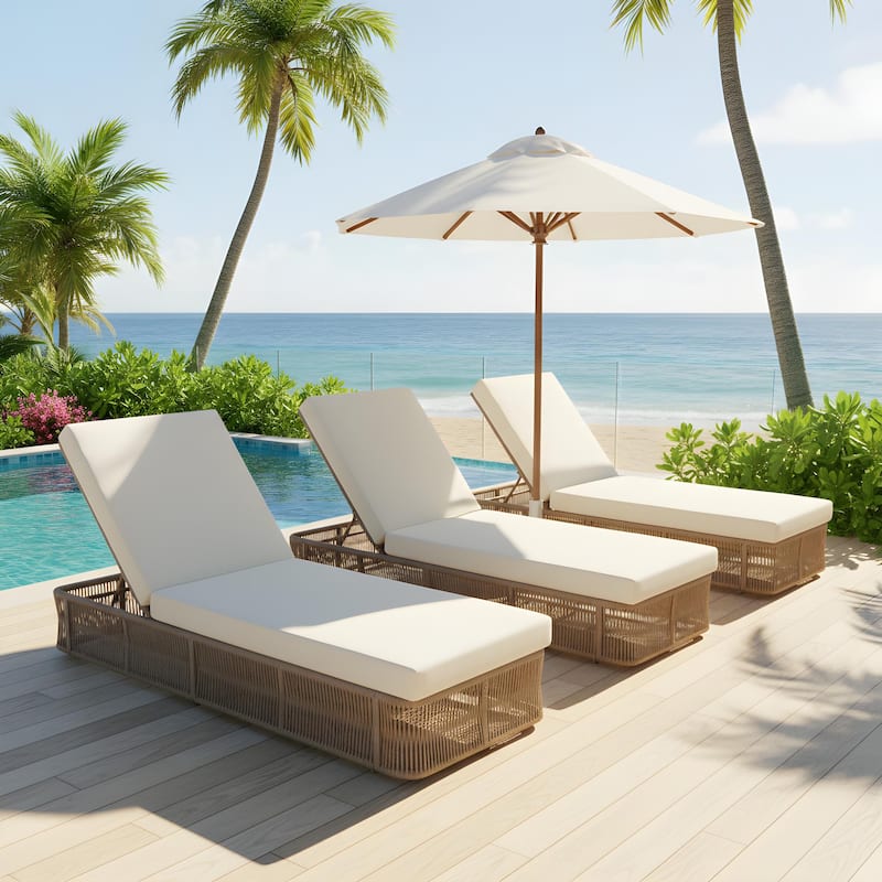 Christopher Knight Home - Solara Outdoor Adjustable Rope Base Sunlounge with Beige and White