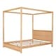 preview thumbnail 16 of 16, Modern Canopy Platform Bed with Headboard - Solid Pine Construction