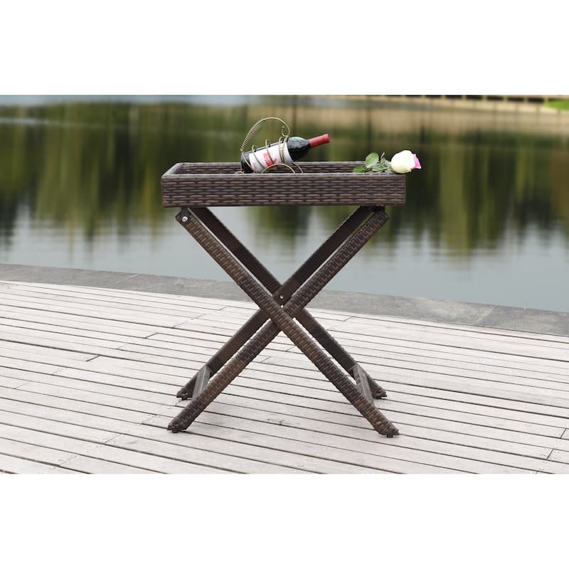 SAFAVIEH Outdoor Hygerta Folding Tray Side Table - 28Wx18Dx32H