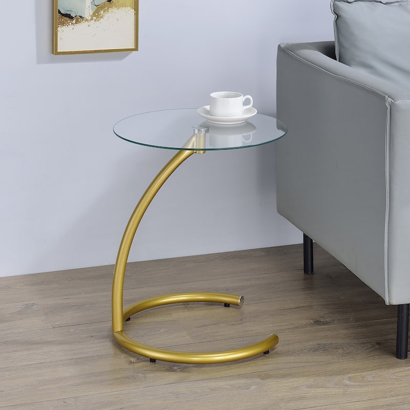 Accent Side End Table, Metal/Glass - Gold