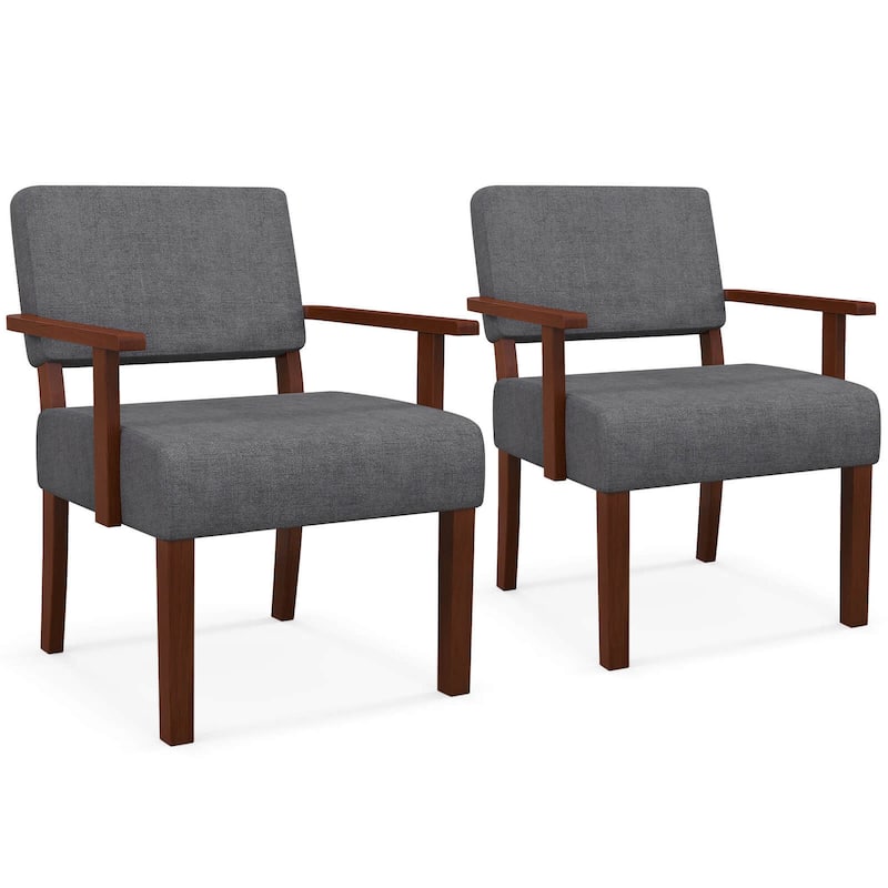 Costway 2PCS Linen Accent Chair Living Room Chair with Soft Padded - See Details - Grey
