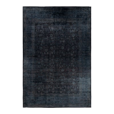 Overdyed, One-of-a-Kind Hand-Knotted Area Rug - Black - 10' 4" x 14' 2"