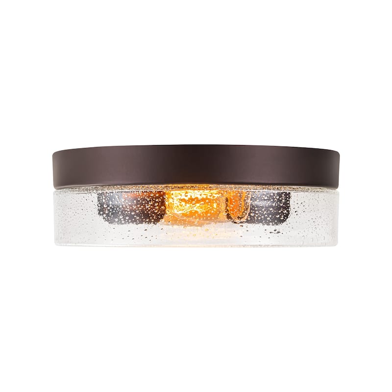 2-Light Modern Farmhouse Dome Clear Seeded/Bubble Glass Flush Mount Light
