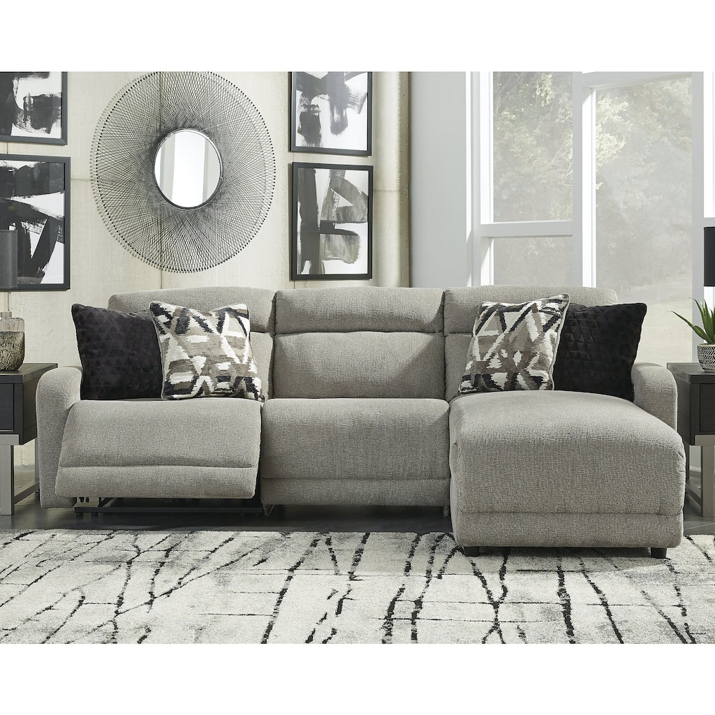 Signature Design by Ashley Colleyville Gray 3-Piece Power Reclining Sectional with Chaise - 108"W x 65"D x 39"H