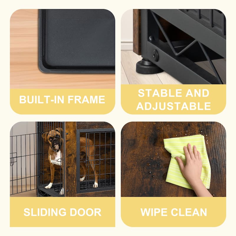 Futzca Dog Crate, Double-Doors Dog Furniture
