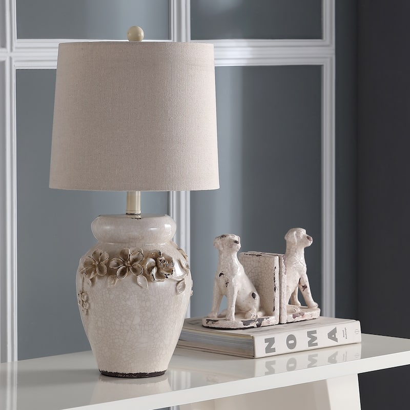 SAFAVIEH Lighting 24-inch Raised Floral Garden Table Lamp (Set of 2) - 12"x12"x24"