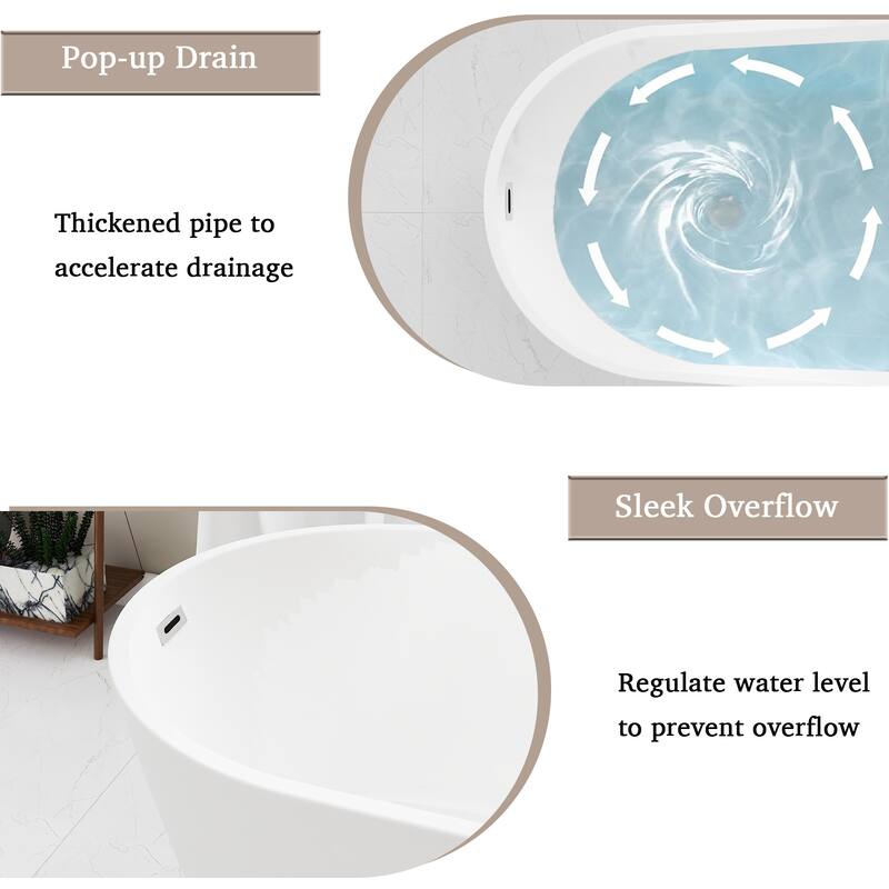 59.06 in. x 29.53 in. Acrylic Freestanding Soaking Bathtub in Gloss white