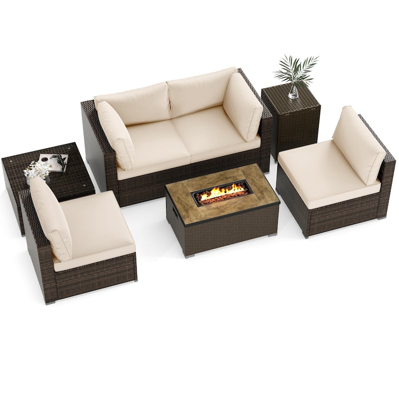 Costway 7 Pieces Outdoor Furniture Set with 32" Fire Pit Table and - See Details